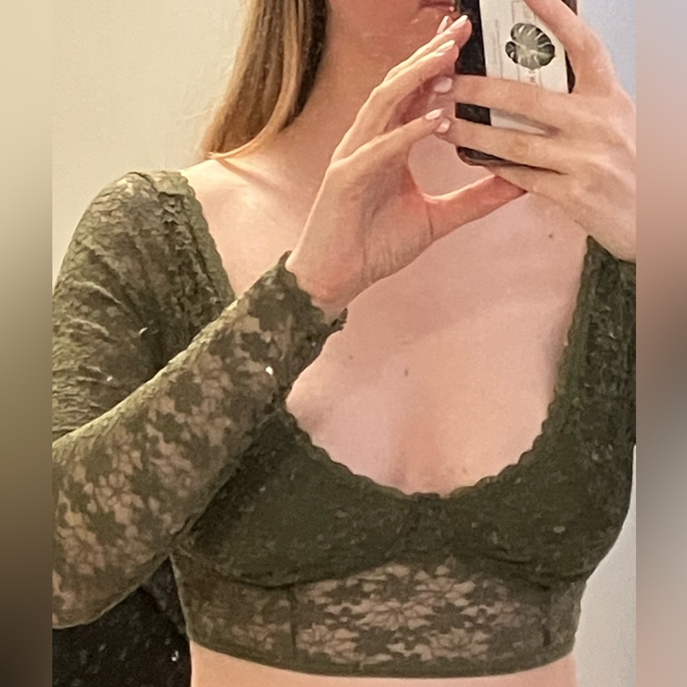 Forever 21 Olive Lace Crop Top
